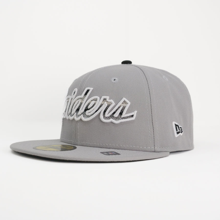 New Era Custom Exclusive NFL Fitted Raiders Cool Gray Metallic Blend 60th Anniversary Patch