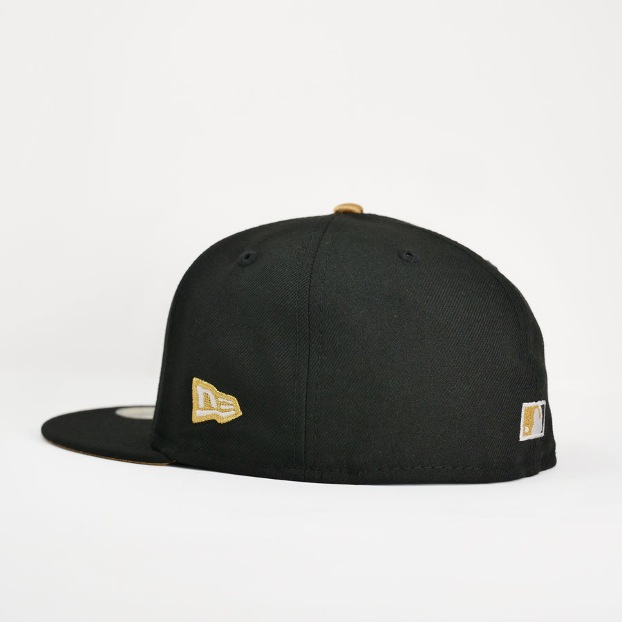New Era Custom Exclusive Fitted Oakland A's (Shock Wave) Black Metallic Gold 40th Anniversary Patch