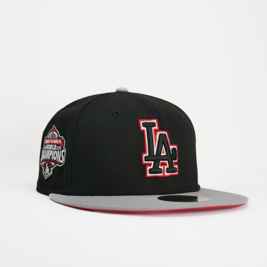 New Era Custom Exclusive Fitted Los Angeles Dodgers (Black Cement) Back-to-Back Champions