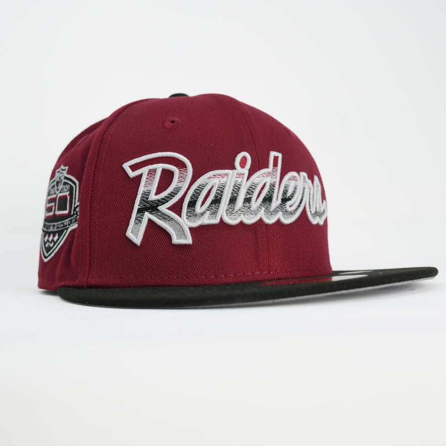 New Era Custom Exclusive NFL Fitted Raiders Metallic Merlot Blend 50th Anniversary Patch