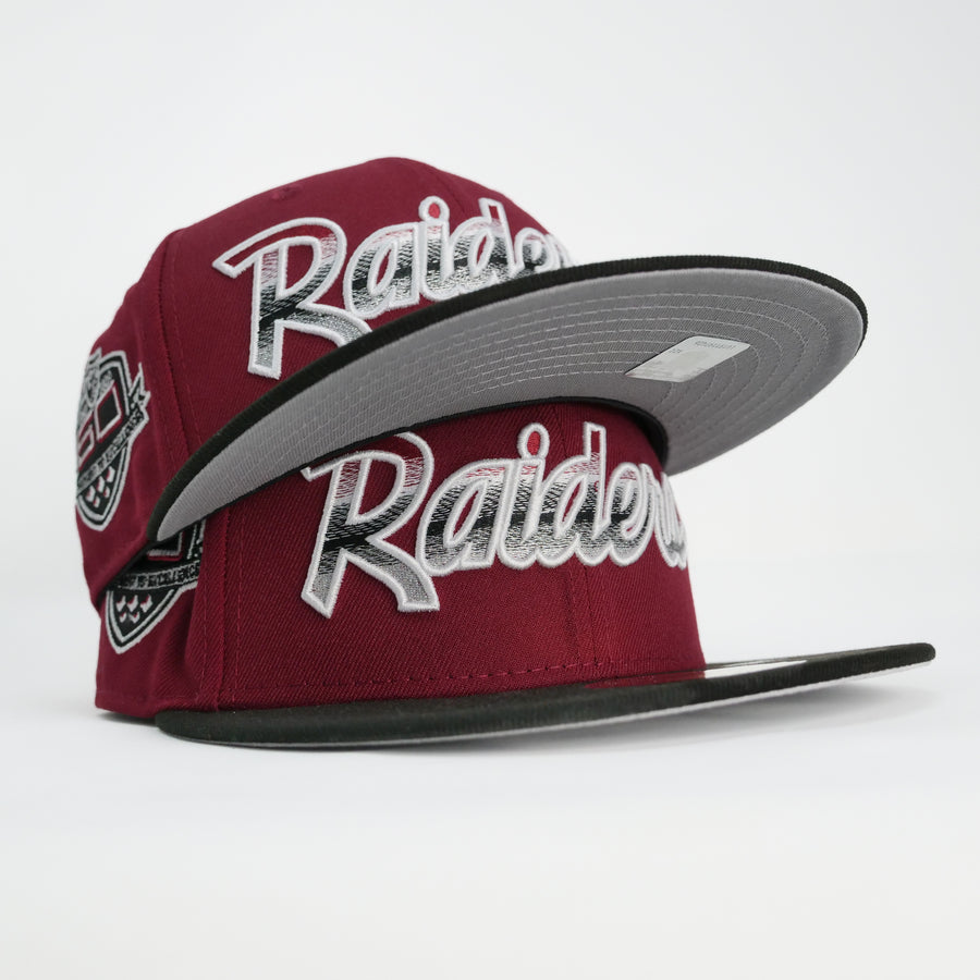 New Era Custom Exclusive NFL Fitted Raiders Metallic Merlot Blend 50th Anniversary Patch
