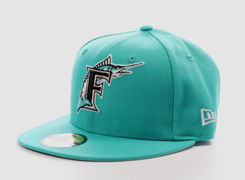 Florida Marlins New Era 1997 World Series Cooperstown Collection Tonal  Two-Tone 59FIFTY Fitted Hat - Cream/Teal