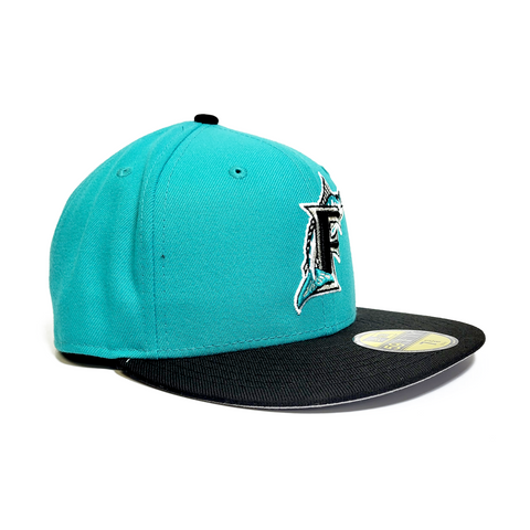 NEW ERA EXCLUSIVE 59FIFTY TEAL/BLACK FLORIDA MARLINS W/ 1997 WORLD